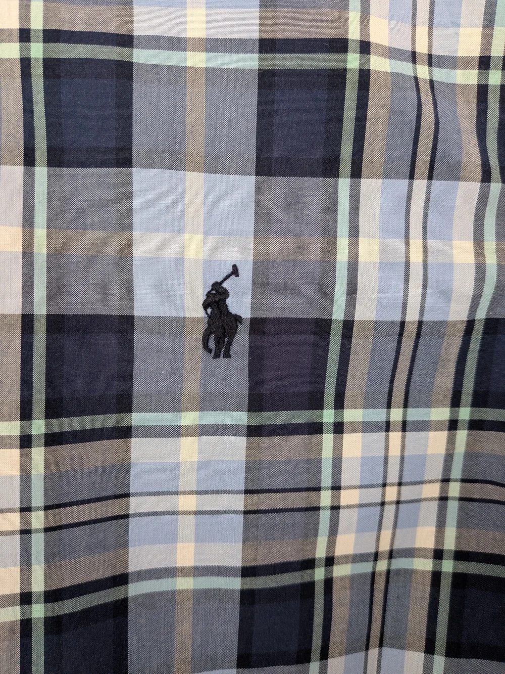 Ralph Lauren Boys L 14-16 Blue Plaid Button Down Shirt 100% Cotton Long Sleeve